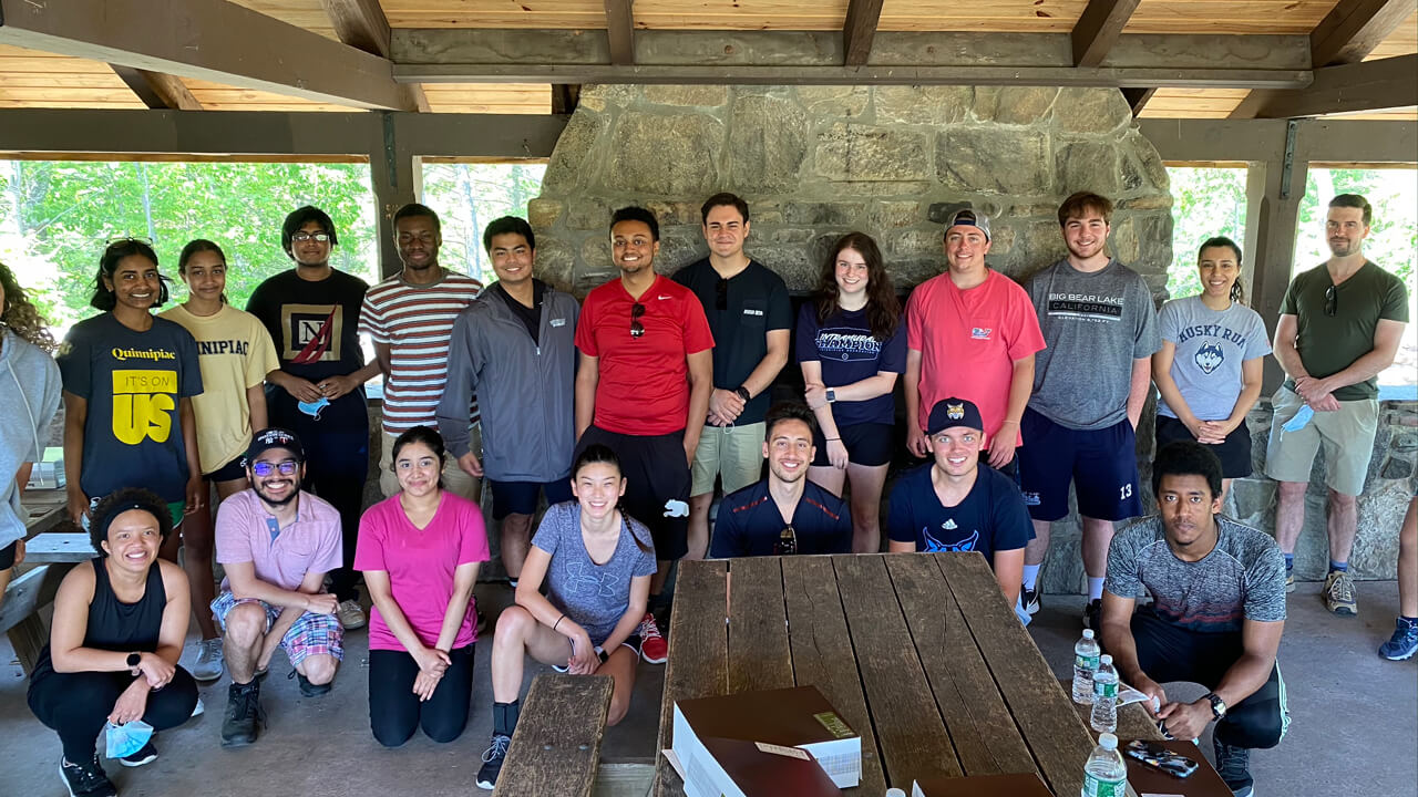 QUIP-RS students take a group photo hiking the Sleeping Giant.